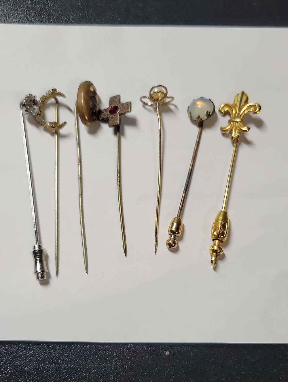 Gold and Silver Tones Vintage Stick Pin Set - Mixed Metal Decorative Hat Pins